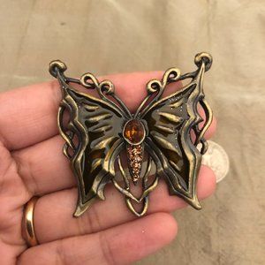 Vintage brass butterfly brooch pin